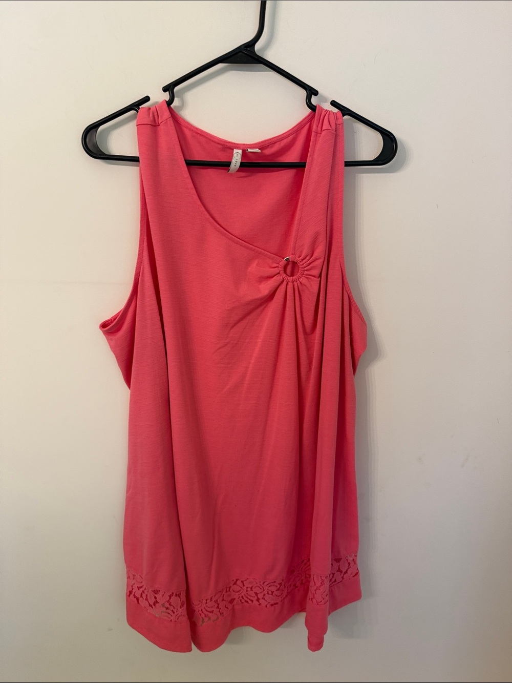 Cato Coral Pink Sleeveless Tank with Ring Accent